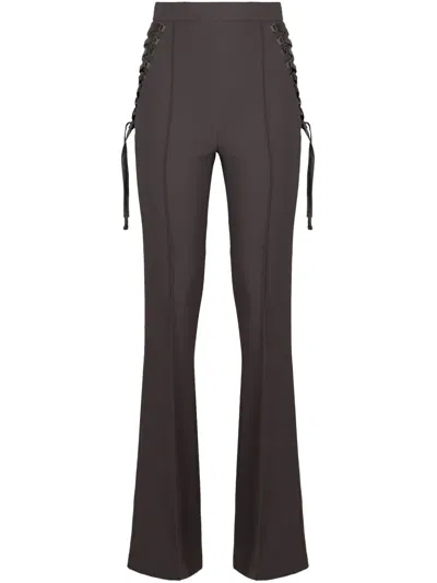 Elisabetta Franchi Crêpe Flared Trousers In Grey