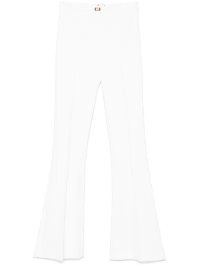 Elisabetta Franchi Crepe Flared Trousers In White