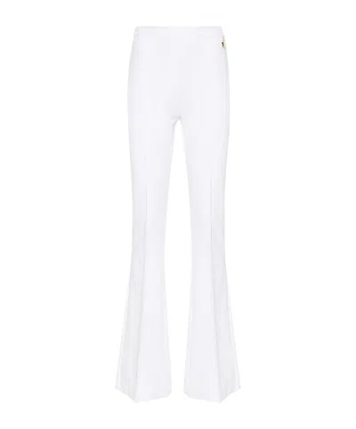 Elisabetta Franchi Crepe Flared Trousers In White