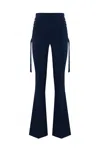 Elisabetta Franchi Crepe Flared Trousers With Laces In Oltremare
