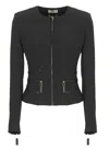Elisabetta Franchi Fitted Crepe Jacket With Structured Seams In Black