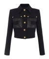 Elisabetta Franchi Cropped Jacket With Contrast Panels And Pockets In Black