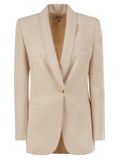 ELISABETTA FRANCHI ELISABETTA FRANCHI CREPE JACKET WITH CONTRASTING TOPSTITCHING