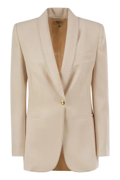 ELISABETTA FRANCHI ELISABETTA FRANCHI CREPE JACKET WITH CONTRASTING TOPSTITCHING
