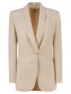 Elisabetta Franchi Women's Crepe Jacket With Contrasting Topstitching In Butter