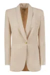 Elisabetta Franchi Women's Crepe Jacket With Contrasting Topstitching In Yellow