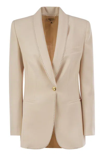 ELISABETTA FRANCHI ELISABETTA FRANCHI CREPE JACKET WITH CONTRASTING TOPSTITCHING