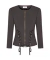 Elisabetta Franchi Crepe Jacket With Criss-cross Laces In Black