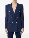 Elisabetta Franchi Stretch Crepe Double Breasted Suit Jacket In Blue