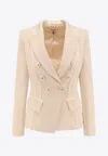 Elisabetta Franchi Essentials Blazer With Shoulder Pads And Covered Buttons