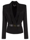Elisabetta Franchi Crepe Jacket With Satin Lapels In Black