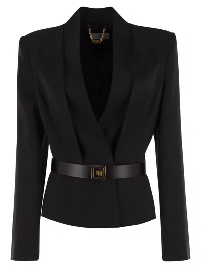ELISABETTA FRANCHI ELISABETTA FRANCHI CREPE JACKET WITH SATIN LAPELS
