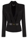 Elisabetta Franchi Crepe Jacket With Satin Lapels In Black