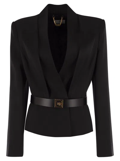 ELISABETTA FRANCHI CREPE JACKET WITH SATIN LAPELS