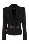 Elisabetta Franchi Crepe Jacket With Satin Lapels In Burgundy