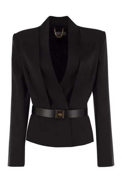 ELISABETTA FRANCHI ELISABETTA FRANCHI CREPE JACKET WITH SATIN LAPELS