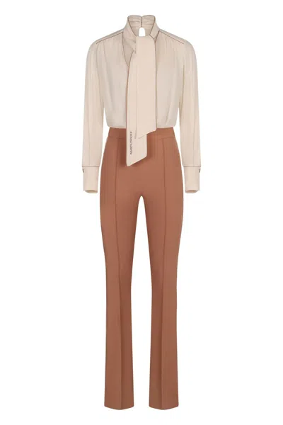 Elisabetta Franchi Crepe Jumpsuit In Neutral
