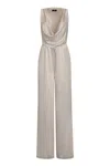 Elisabetta Franchi Body-chain Crepe Jumpsuit In Grey