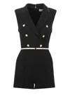 Elisabetta Franchi Crepe Jumpsuit In Nero E Burro