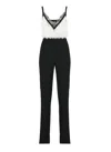 Elisabetta Franchi Crepe Jumpsuit With Embroidered Top In Black