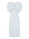 Elisabetta Franchi Light Blue Midi Dress With V-neck In Blue