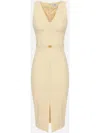 Elisabetta Franchi Crepe Midi Dress In Neutrals