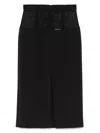 Elisabetta Franchi Midi Skirt In Black With Semi-sheer Panels