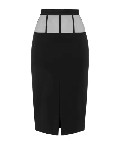 Elisabetta Franchi Crepe Midi Skirt In Black