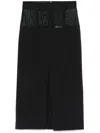 Elisabetta Franchi Midi Skirt In Black With Semi-sheer Panels In Black