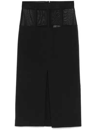 Elisabetta Franchi Crepe Midi Skirt In Black