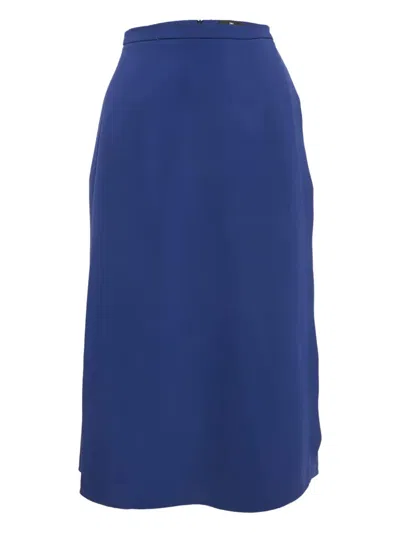 Pre-owned Elisabetta Franchi Crepe Midi Skirt In Blue