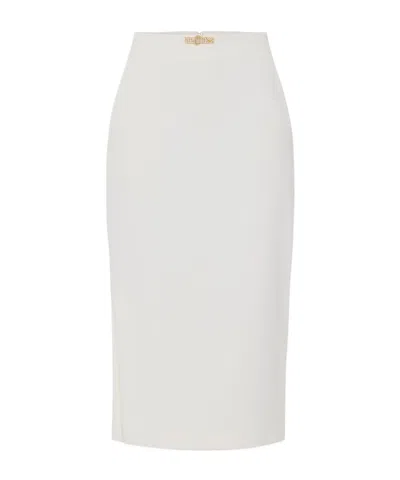 Elisabetta Franchi Crepe Midi Skirt In White