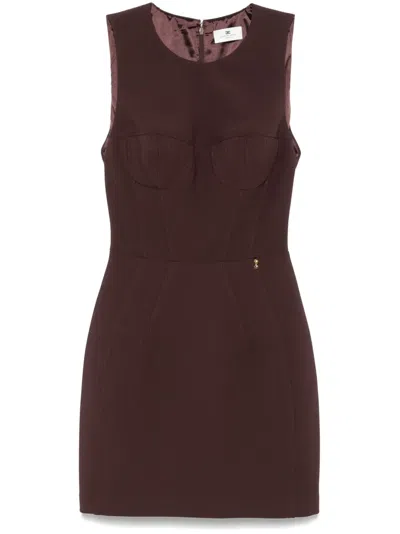 Elisabetta Franchi Crepe Mini Dress In Brown