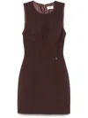 Elisabetta Franchi Crepe Mini Dress In Brown