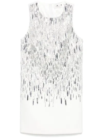 Elisabetta Franchi Crepe Mini Dress In White