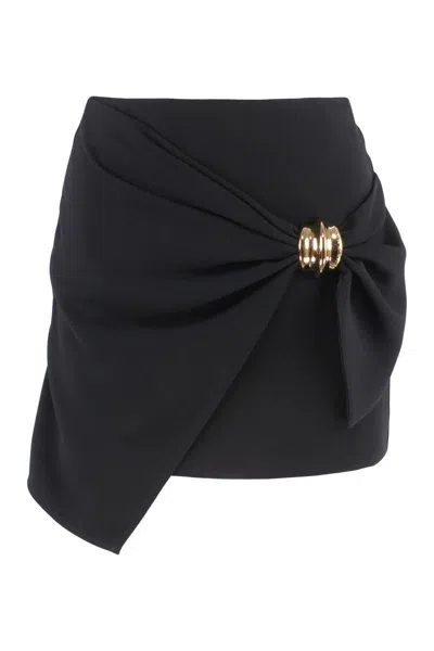 Elisabetta Franchi Macro-bow Crepe Mini Skirt In Black