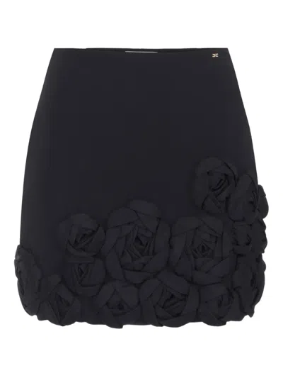 Elisabetta Franchi Crepe Mini Skirt In Black