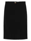 Elisabetta Franchi Fitted Knee-length Skirt With Gold-tone Clasp In Black