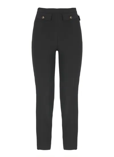 Elisabetta Franchi Cropped Crepe Pants With Flap Pockets In Black