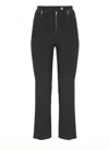 Elisabetta Franchi Straight-leg Cropped Crepe Pants With Gold Accents In Black