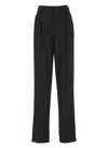Elisabetta Franchi Stretch Crepe Straight Trousers With Horsebit In Black