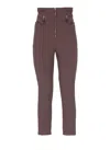 Elisabetta Franchi High Waist Cropped Trousers Pockets In Burgundy