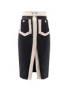 Elisabetta Franchi Crepe Pencil Skirt With Buttoned Patch Pockets In Multi