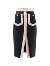 Elisabetta Franchi Crepe Pencil Skirt With Buttoned Patch Pockets In Multi