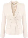 Elisabetta Franchi Crepe Satin Blazer In Beige