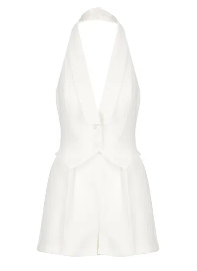Elisabetta Franchi Crepe Short Jumpsuit In White