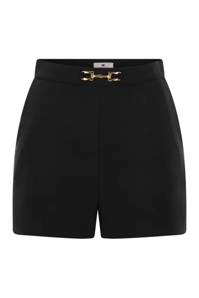ELISABETTA FRANCHI ELISABETTA FRANCHI CREPE SHORTS WITH CLAMPS AND FLAPS