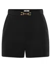 Elisabetta Franchi Crepe Shorts With Clamps And Flaps In Black