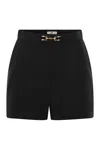Elisabetta Franchi Crepe Shorts With Clamps And Flaps In Black