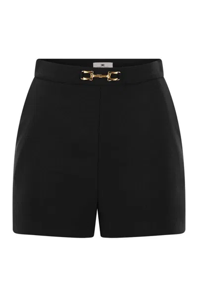 ELISABETTA FRANCHI ELISABETTA FRANCHI CREPE SHORTS WITH CLAMPS AND FLAPS